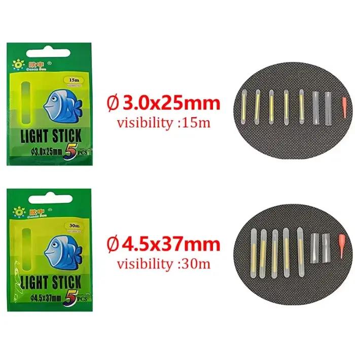 Bâtons luminescents chimiques 50/100 pièces pour pêche de nuit - Vert 4.5x37mm et 3.0x25mm