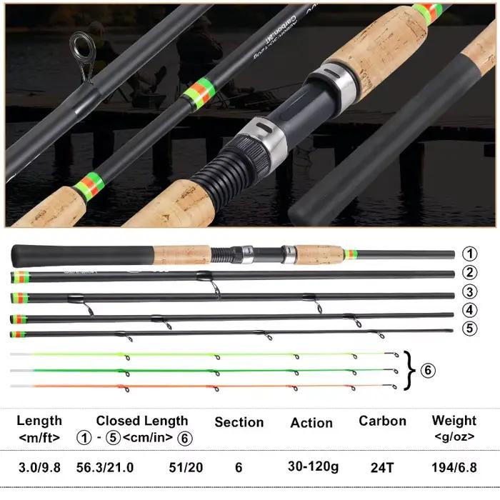 Canne feeder Sougayilang 3m manche liège carbone power L M H travel rod carp feeder pêche