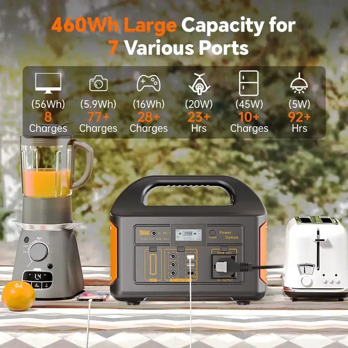 GaiaRay 500W 300W Générateur Solaire Portable LiFePO4 - Alimentation d'Urgence pour Pêche Extérieure