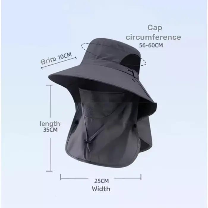 Chapeau de pêcheur protection UV avec rabat cou-nuque pour hommes et femmes pêche