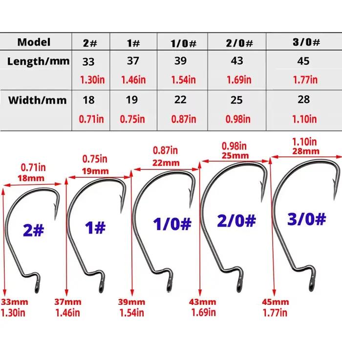 Hameçons de pêche robustes en acier haute teneur en carbone pour leurres souples - 50 pièces multi-tailles