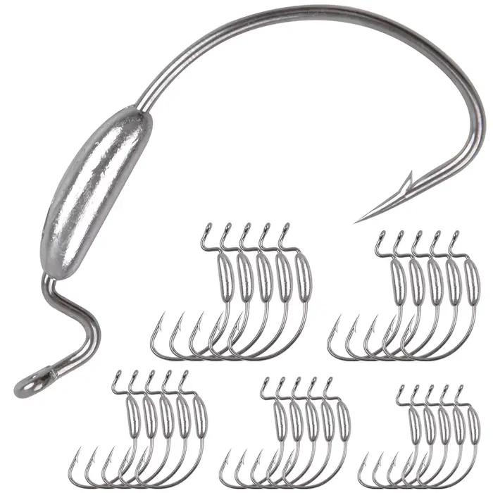 25 hameçons texas rig weighted offset pour bass - pêche eau douce et mer