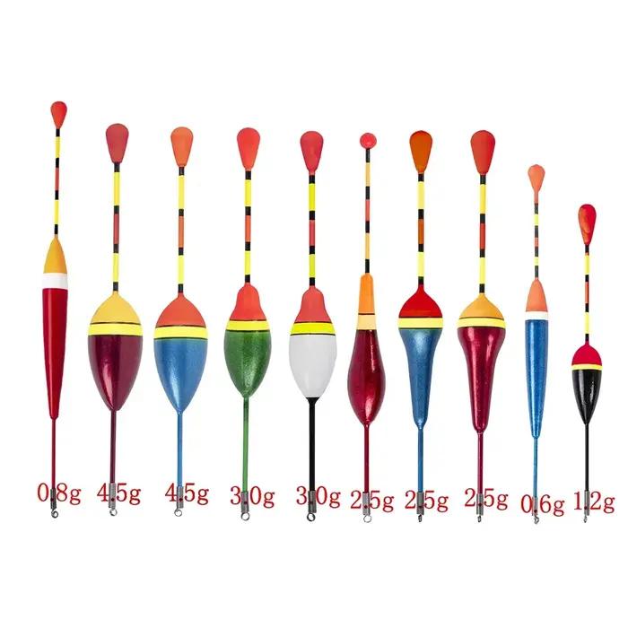 Lot promotionnel 10 flotteurs de pêche - Ensemble complet accessoires pêche avec bouchons et lumières