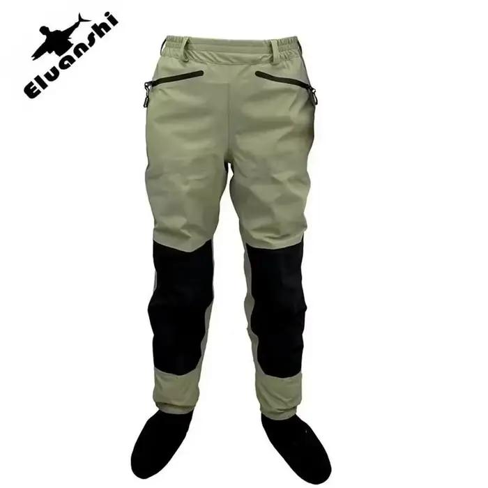 Waders pêche à la mouche ELUANSHI taille hanche plats pieds chaussettes durables hauts pour rivière