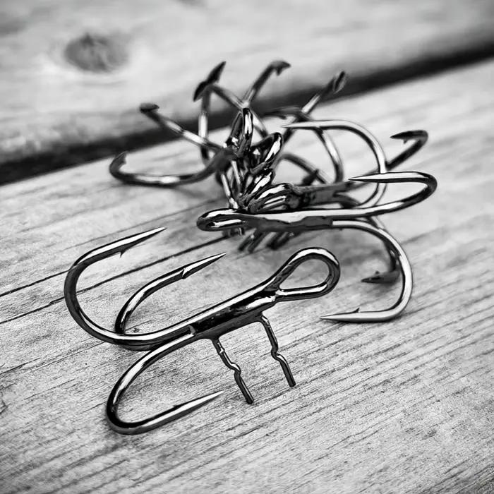 Hameçons triple T renforcés Spinpoler 2X, tiges soudées pour leurres shad, nickel noir, tailles 4 à