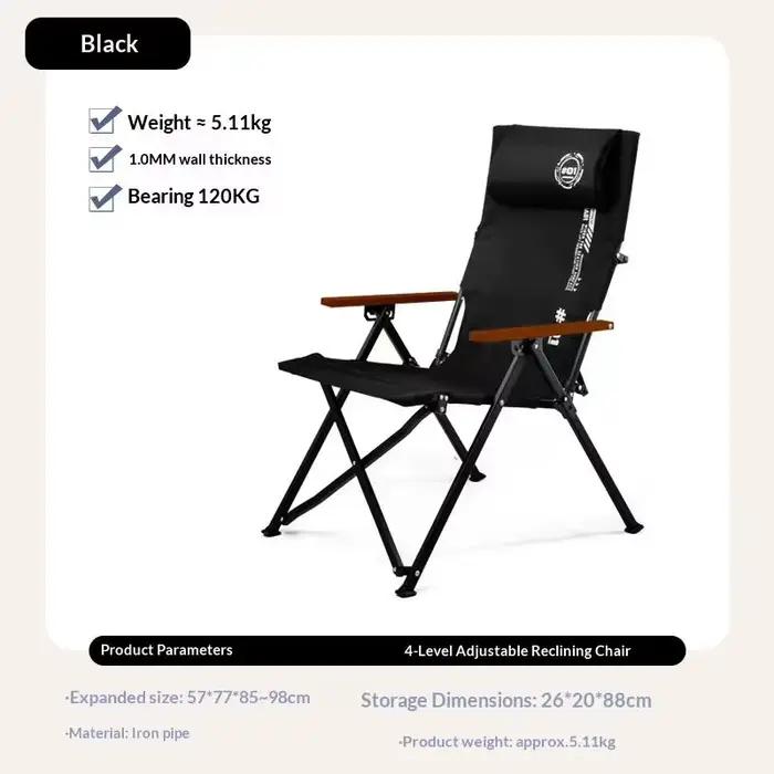 Fauteuil camping réglable 4 positions pêche plage - Chaise longue pliante pique-nique extérieur
