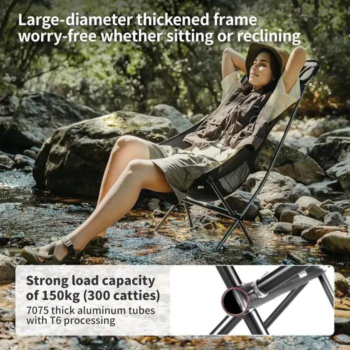 Chaise lune pliante Naturehike 150kg ultra-légère pour pêche confortable et détente au bord de l'eau