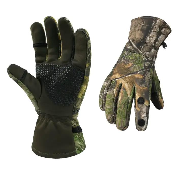 Gants de chasse camouflage bionique doublés polaire imperméables pêche automne hiver