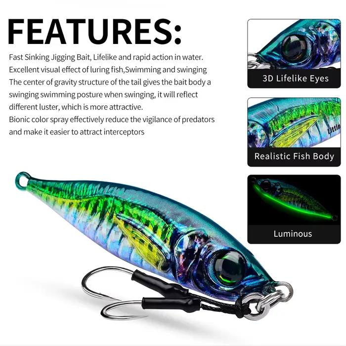 Jig Métal Lumineux 7-80g PRO BEROS - Leurre Pêche Mer Lente Thon Mérou Dorade Spoon