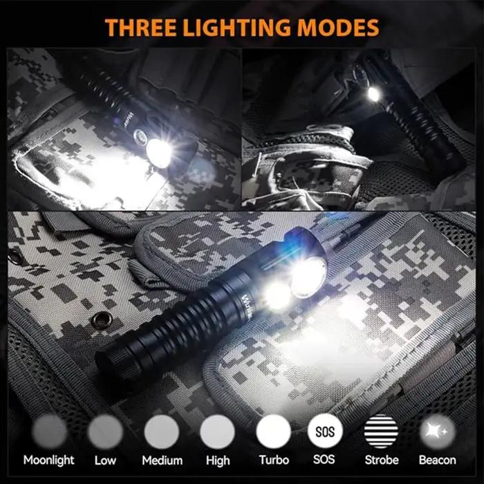 Frontale Wurkkos HD20 double LED 2000lm rechargeable inversée pour pêche professionnelle et EDC