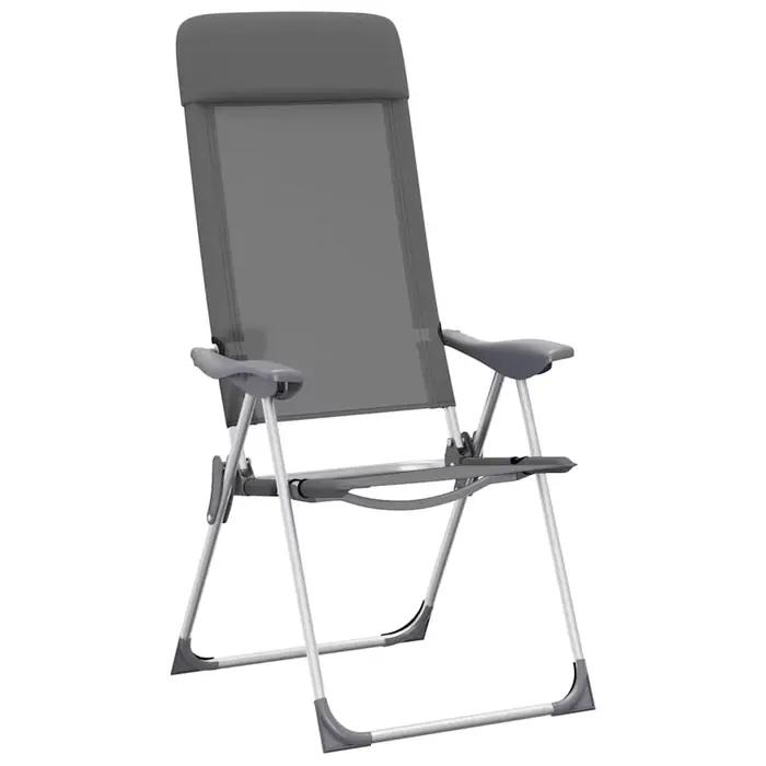 Lot 2 chaises camping pliantes grises aluminium légères pour pêche, chasse et voyage