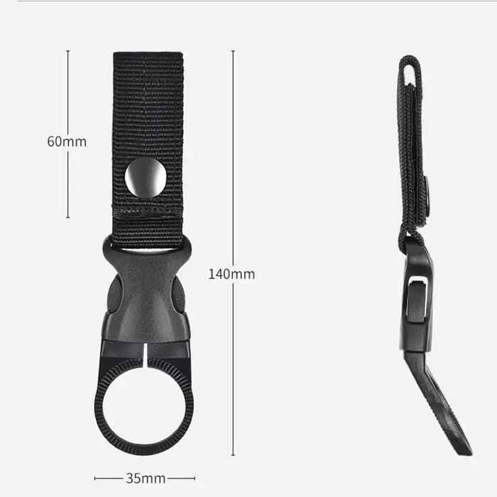 Porte-bouteille clipable nylon avec mousqueton pour ceinture sac à dos équipement pêche et randonnée