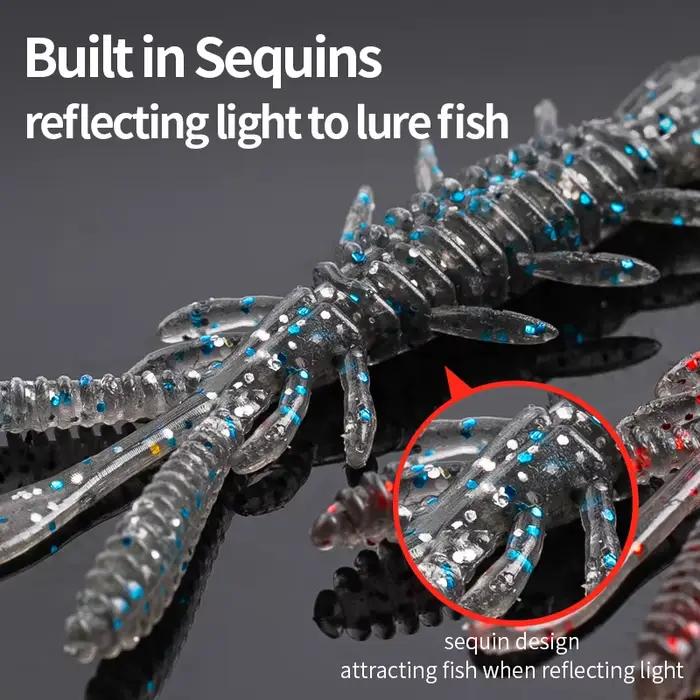 Leurre souple crevette flottant avec odeur de poisson et sel, appât bio-mimétique pour sandre