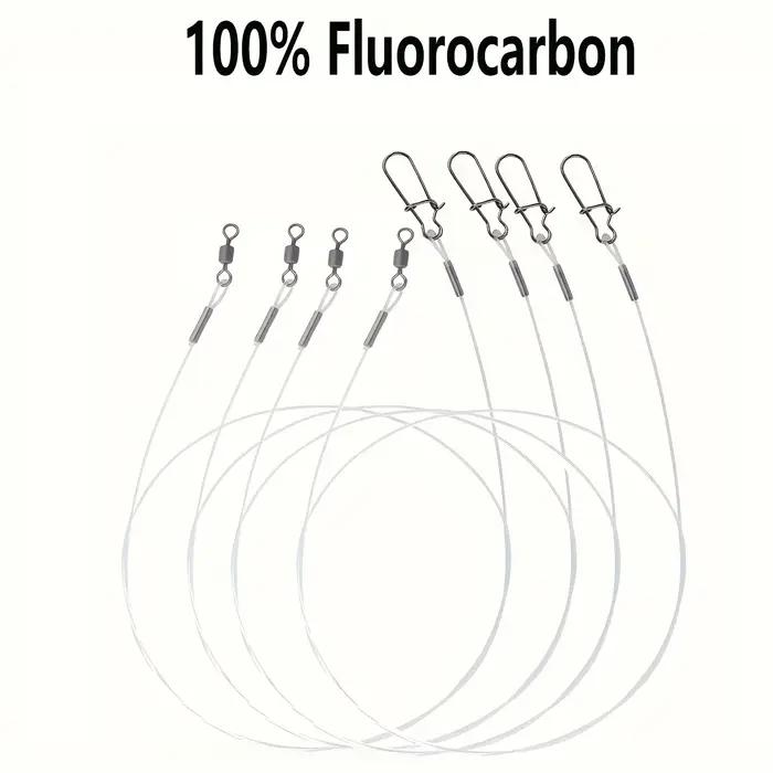 12Pcs 100% Fluorocarbone Ligne Pêche avec Double Anneau et Verrou Rapide - Haute Qualité