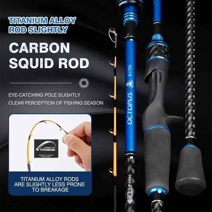 Canne pêche titane octopus seiche ROLLFISH 1.75m action 8:2 carbone casting mer boat jigging