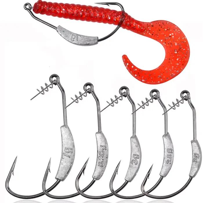 10 hameçons jig crank offset pour truite bass - montage texas rig leurres vers