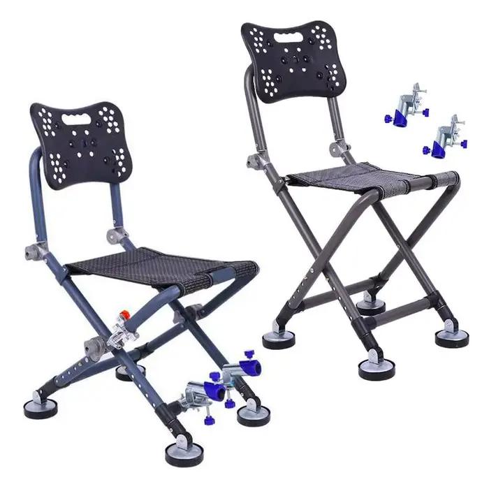 Chaise pêche réglable 180° avec dossier inclinable en alliage aluminium pour sessions prolongées