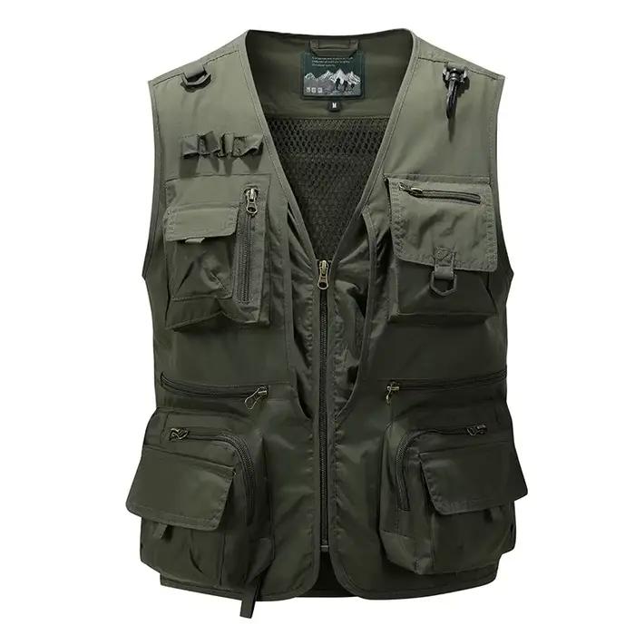Veste sans manches légère et respirante pour la pêche avec multiples poches, taille plus 5XL
