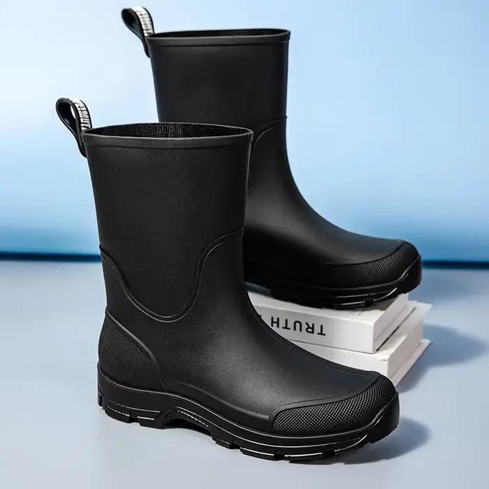 Bottes de pluie homme mi-mollet nouvelle mode outdoor antidérapantes légères imperméables tendance
