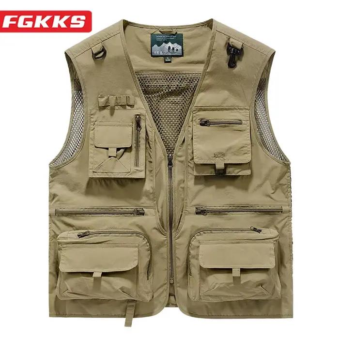 Veste de pêche respirante homme avec multiples poches pour le loisir en extérieur