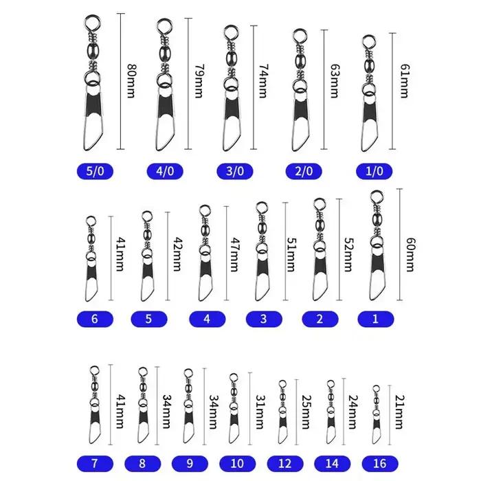 50 pièces connecteurs pêche PRO BEROS émerillons roulement acier inoxydable clips rapides