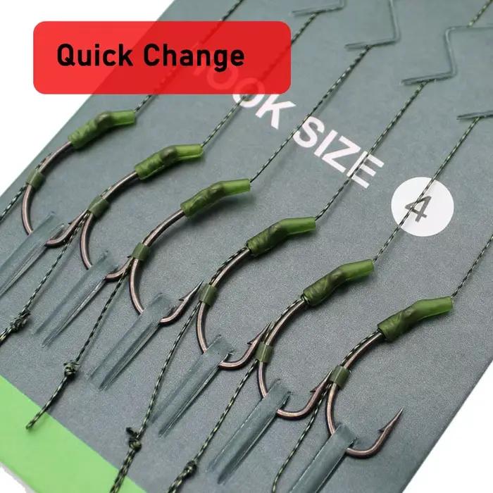 Montages cheveux prêts à pêcher 6 pièces - Équipement carpe tailles 2 à 8 pour pêche au coup