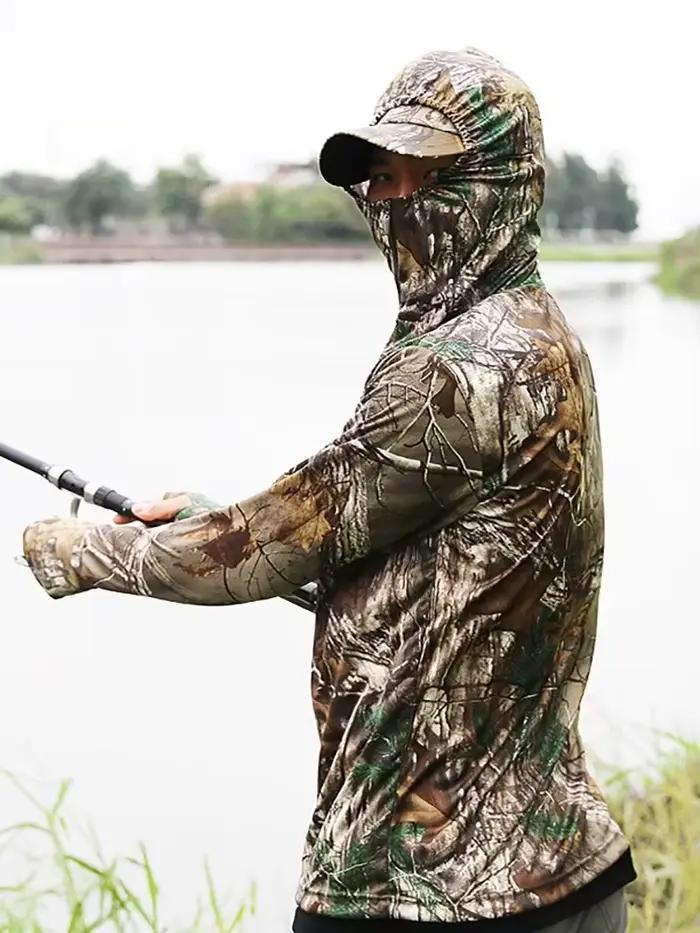 Tenue camouflage bionique arbre été léger pêche vêtements 5 pièces respirant sport extérieur sweat pantalon chapeau