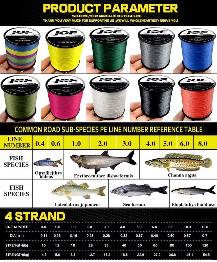 Ligne tressée JOF 4 brins 300-1000m pour pêche carpe - multifilament japonais accessoires pêche PE