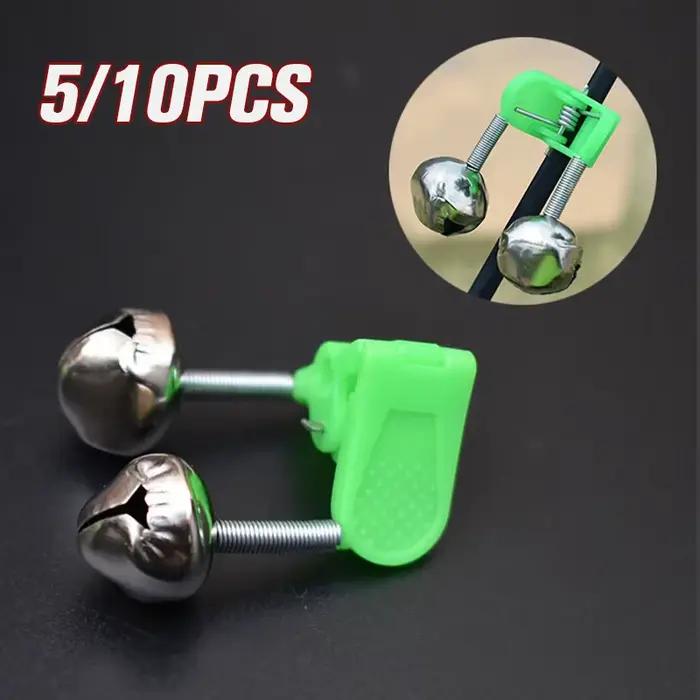 Lot de 5/10 alarmes de touche à clip pour canne à pêche en ABS vert - Indicateurs de morsure accessoire pêche