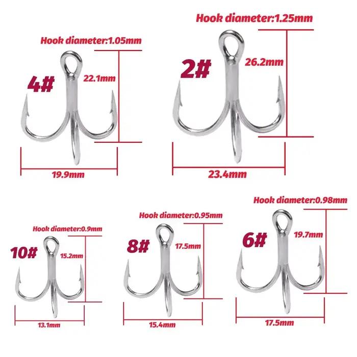 Hameçons triple GOBAIT 20 pièces acier carbone aiguisés 2 à 10 pour pêche - Nickelé anti-rouille