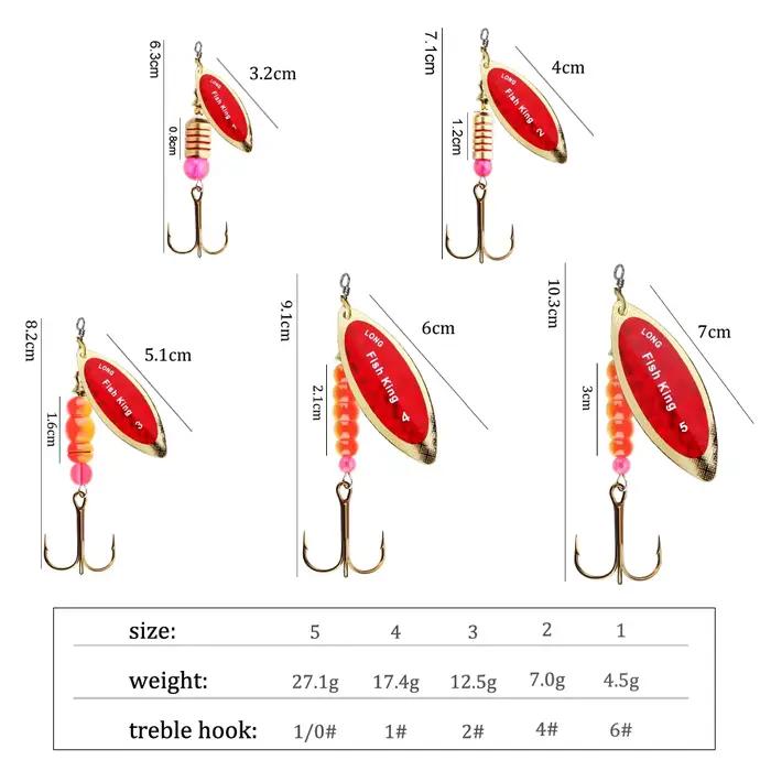 Fish King spinner lure cuillère 4.5g à 27.1g pêche brochet métal leurre dur avec hameçons