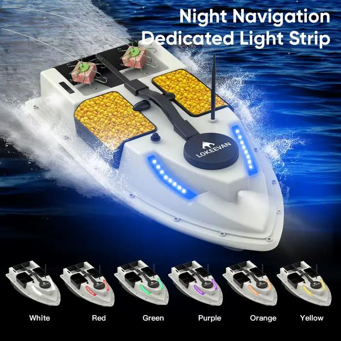 LOKEEVAN D19 Remote Controlled Bait Boat with GPS,600M RC Night Boat LED Fishing