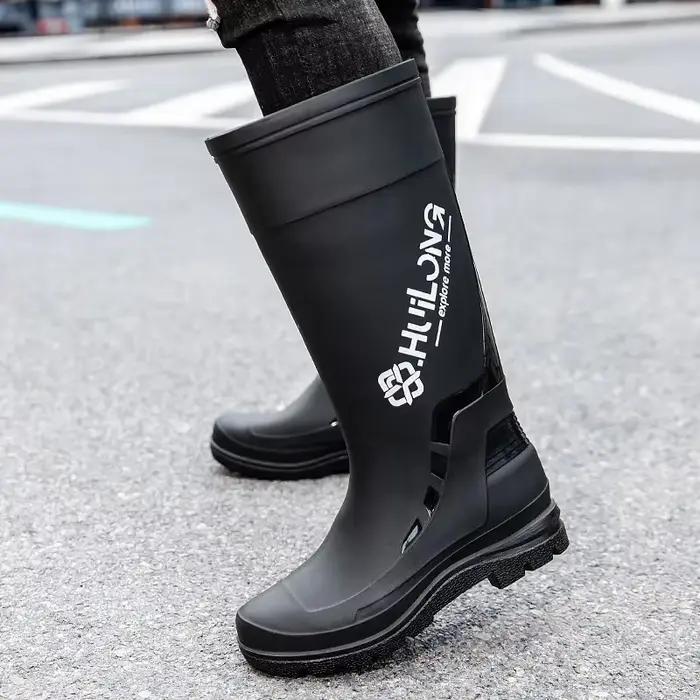 Bottes pêche haute homme imperméables PVC - Chaussures livreur anti-dérapantes tube long protection professionnelle