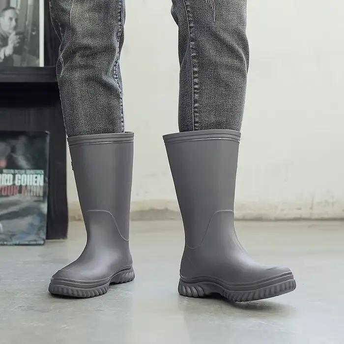 Bottes pluie homme style allemand pêche anti-odeur fourrées PVC toutes saisons cuisine