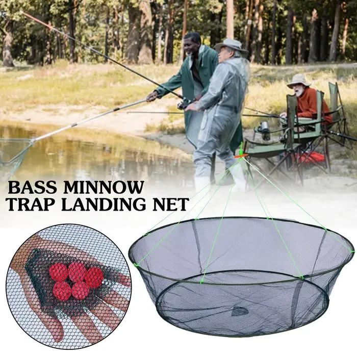 Filet de pêche pliable 80 à 100 cm pour crevettes crabes anguilles avec bouche coulissante et appât
