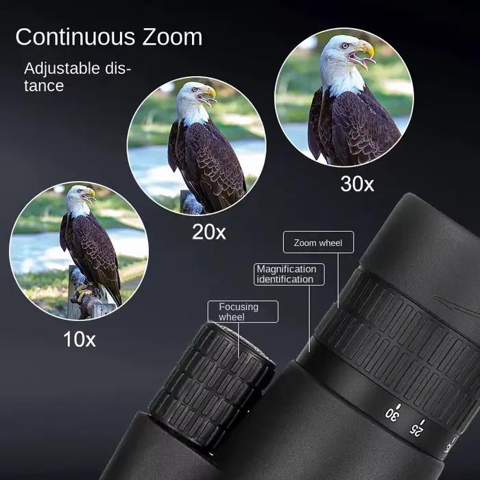 Télescope monocular 10-30x50 avec support téléphone pour observation et photo pêche