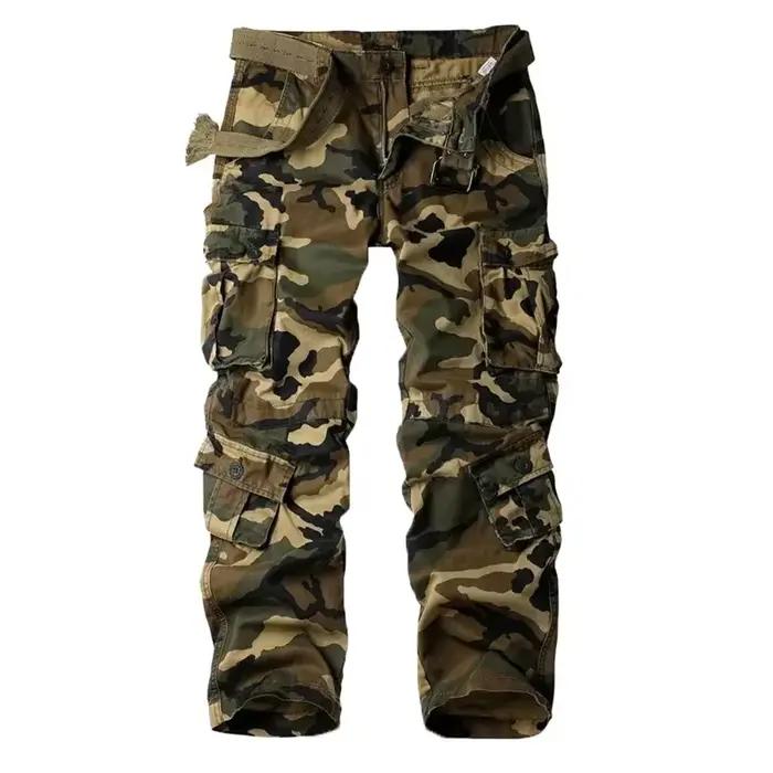 Pantalon cargo camouflage pur coton droit loose travail résistant pêche chasse randonnée