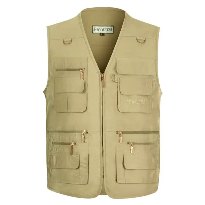 Veste de pêche homme 7XL été 16 poches, parka multi-poches coton pour randonnée et extérieur