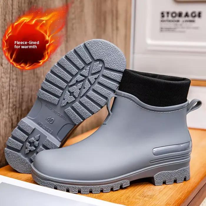 Bottes pluie mi-hautes anti-dérapantes pêche - Chaussures PVC doublées chaudes hiver polyvalentes assortiment
