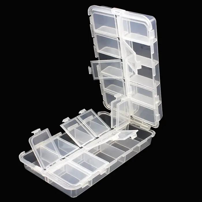 Boîte de pêche transparente 20 compartiments - Coffret rangement leurres et appâts 16.5x10x4cm