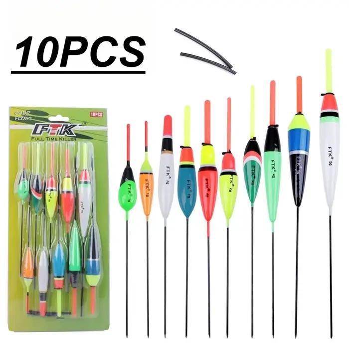 Lot 10 flotteurs sapin 1-5g multicolores pour pêche à la carpe avec excellente flottabilité