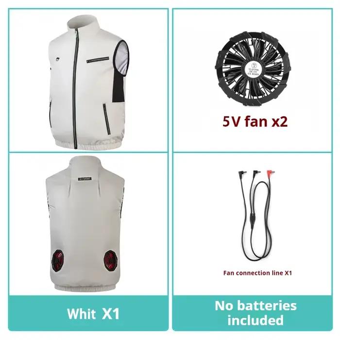 Gilet rafraîchissant climatisation portable pêche été ventilateur rechargeable prévention coup de chaleur