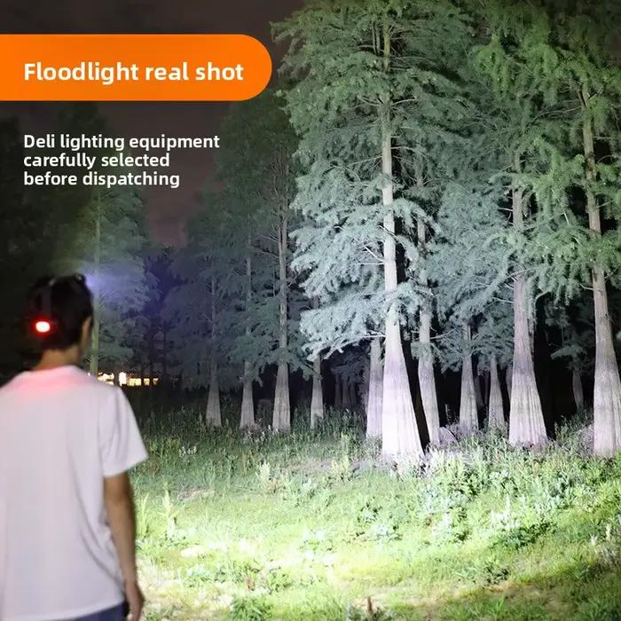 Lampe frontale LED ultra puissante zoom rechargeable 1000m detection haute performance pour pêche randonnée camping et activités nocturnes