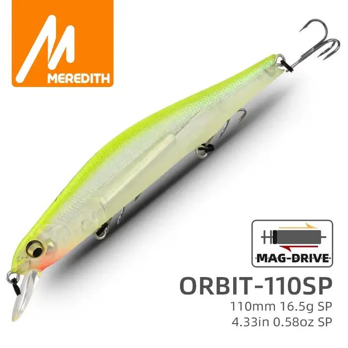 Leurre minnow MEREDITH ORBIT-110SP avec système magnétique orbital pour pêche hauturière