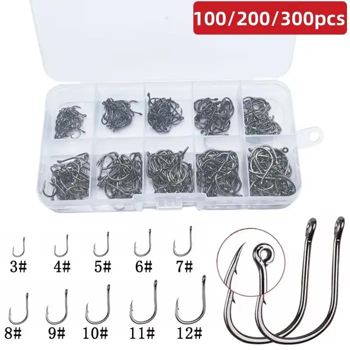 Hameçons carpe acier carbone qualité supérieure - 100/200/300 pièces par boîte - 10 tailles disponibles