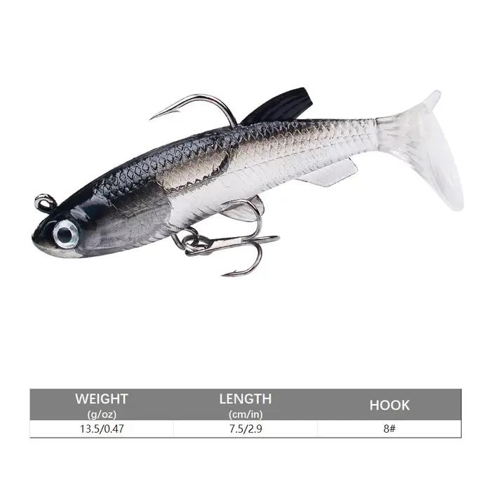 Leurre souple leurre pêche 75mm 85mm appât artificiel nageur coulé queue en T pour brochet perche