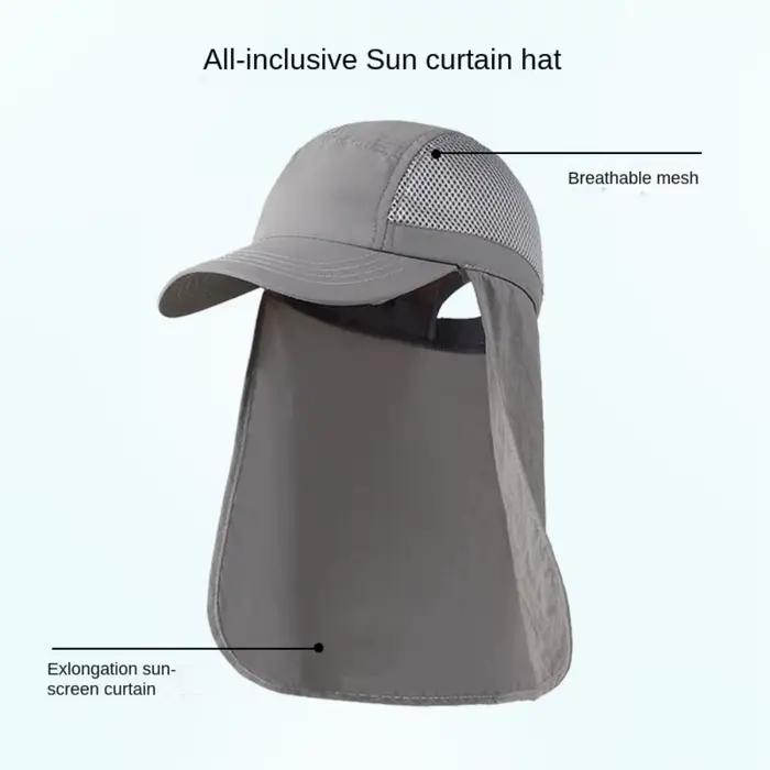 Casquette de pêche protection solaire avec rabat cou-nuque réglable pour homme et femme été