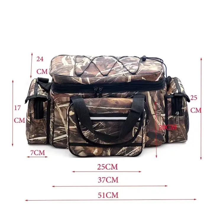Grand sac de pêche nylon étanche 50x30x25cm - Sac bandoulière double couche capacité maximale
