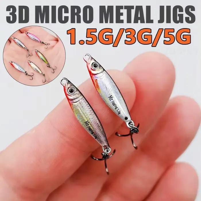Micro leurre métallique 1.5g à 5g pour pêche fine - mini VIB 3D avec séquins pour petits carnassiers