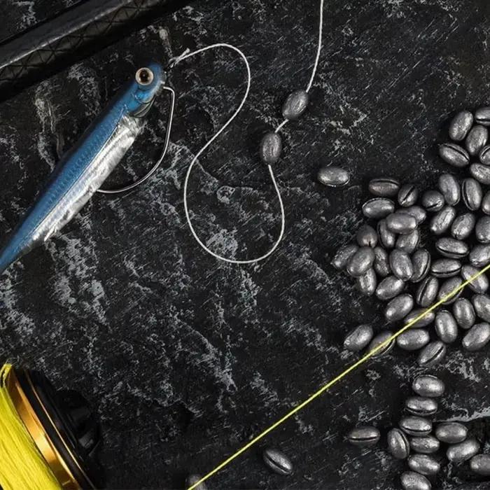 30 plombs de pêche ovale fendus en forme de haricot, poids plombs pour ligne et accessoires leurres